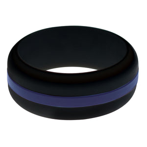 Mens Black Silicone Ring with Navy Blue Changeable Color Band