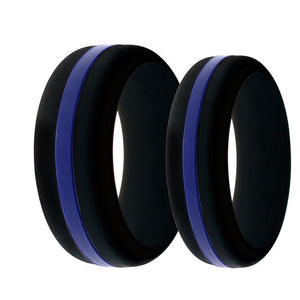 Mens and Womens Police Law Enforcement LOE Silicone Ring Black With Thin Blue Line Changeable Color Band