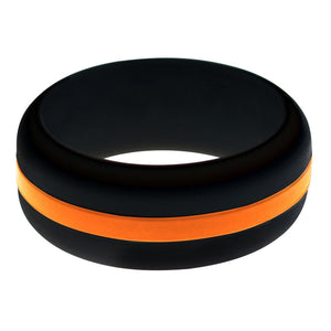 Mens Black Silicone Ring with Orange Changeable Color Band