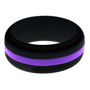 Mens Black Silicone Ring with Purple Changeable Color Band