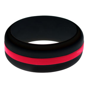 Mens Firefighter Silicone Ring Black With Thin Red Line Changeable Color Band