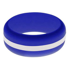 Mens Blue Silicone Ring with White Changeable Color Band