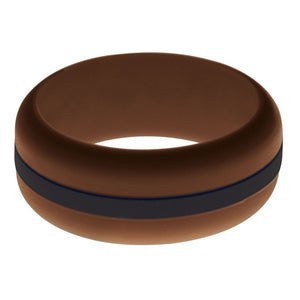 Mens Brown Silicone Ring with Black Changeable Color Band