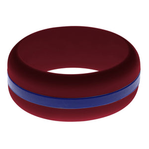 Mens Cardinal Red Silicone Ring with Blue Changeable Color Band