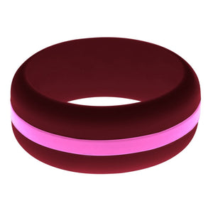 Mens Cardinal Red Silicone Ring with Hot Pink Changeable Color Band