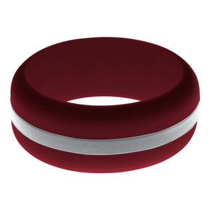 Mens Cardinal Red Silicone Ring with Silver Changeable Color Band