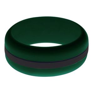 Mens Dark Green Silicone Ring with Black Changeable Color Band