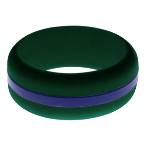 Mens Dark Green Silicone Ring with Blue Changeable Color Band