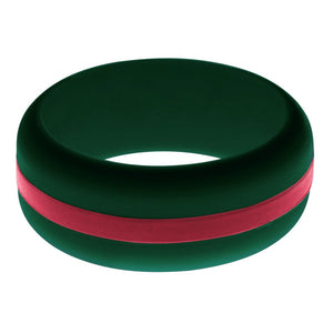 Mens Dark Green Silicone Ring with Cardinal Red Changeable Color Band