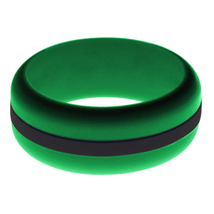 Mens Green Silicone Ring with Black Changeable Color Band