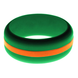 Mens Green Silicone Ring with Orange Changeable Color Band