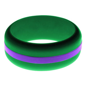 Mens Green Silicone Ring with Purple Changeable Color Band