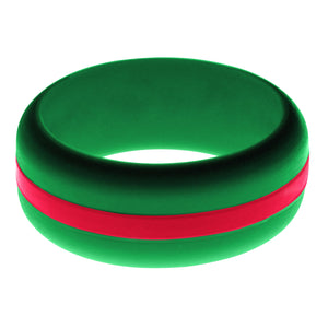 Mens Green Silicone Ring with Red Changeable Color Band