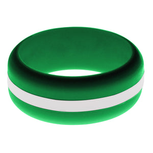 Mens Green Silicone Ring with White Changeable Color Band
