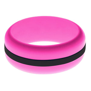 Mens Hot Pink Silicone Ring with Black Changeable Color Band