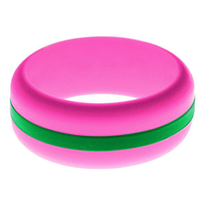 Mens Hot Pink Silicone Ring with Green Changeable Color Band