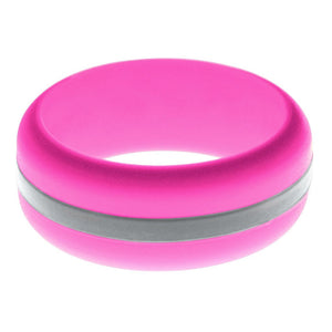 Mens Hot Pink Silicone Ring with Silver Changeable Color Band