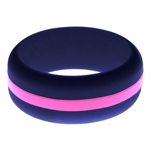 Mens Navy Blue Silicone Ring With Hot Pink Changeable Color Band 