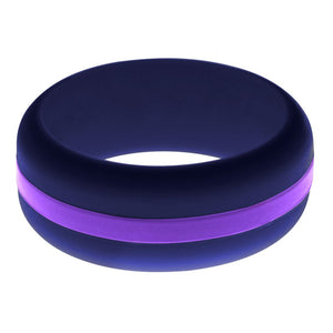 Mens Navy Blue Silicone Ring With Purple Changeable Color Band 