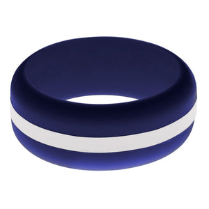 Mens Navy Blue Silicone Ring With White Changeable Color Band 