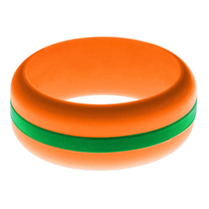 Mens Orange Silicone Ring with Green Changeable Color Band