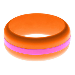 Mens Orange Silicone Ring with Hot Pink Changeable Color Band