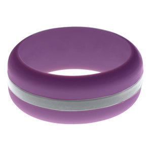 Mens Purple Silicone Ring with Silver Changeable Color Band