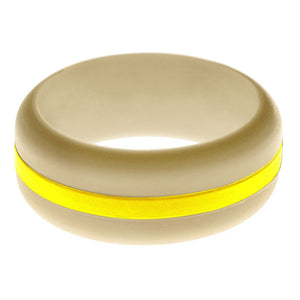 Mens Sand Silicone Ring with Yellow Changeable Color Band
