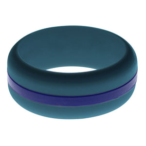 Mens Steel Blue Silicone Ring with Blue Changeable Color Band