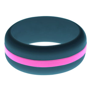 Mens Steel Blue Silicone Ring with Hot Pink Changeable Color Band