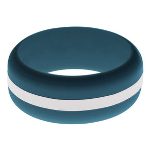 Mens Steel Blue Silicone Ring with White Changeable Color Band