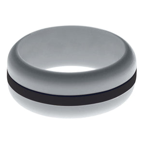 Mens Silver Silicone Ring with Black Changeable Color Band