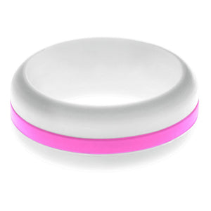 Mens White Silicone Ring with Hot Pink Changeable Color Band