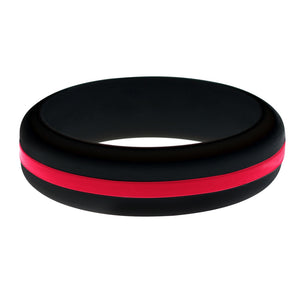Womens Firefighter Silicone Ring Black With Thin Red Line Changeable Color Band