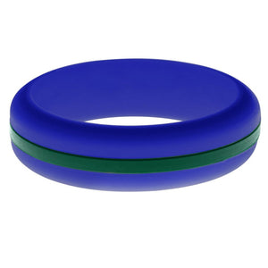 Womens Blue Silicone Ring with Dark Green Changeable Color Band