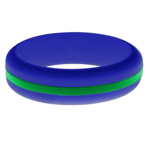 Womens Blue Silicone Ring with Green Changeable Color Band