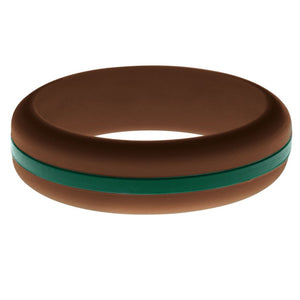 Womens Brown Silicone Ring with Dark Green Changeable Color Band