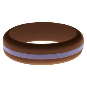 Womens Brown Silicone Ring with Medium Purple Changeable Color Band