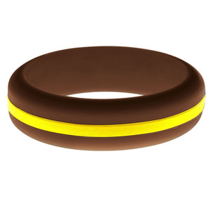 Womens Brown Silicone Ring with Yellow Changeable Color Band