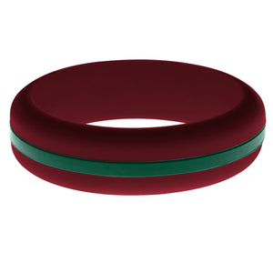 Womens Cardinal Red Silicone Ring with Dark Green Changeable Color Band