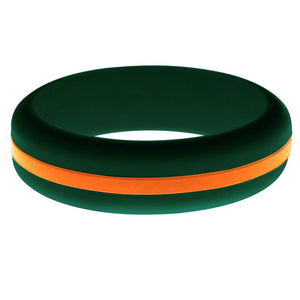 Womens Dark Green Silicone Ring with Orange Changeable Color Band