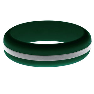 Womens Dark Green Silicone Ring with Silver Changeable Color Band