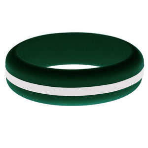 Womens Dark Green Silicone Ring with White Changeable Color Band