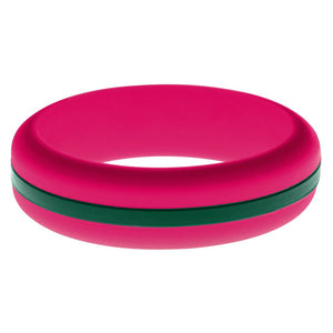 Womens Dark Pink Silicone Ring with Dark Green Changeable Color Band
