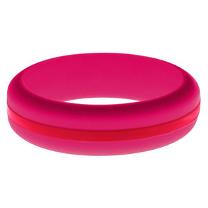 Womens Dark Pink Silicone Ring with Red Changeable Color Band