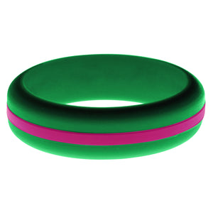 Womens Green Silicone Ring with Dark Pink Changeable Color Band