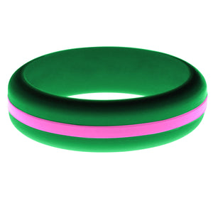 Womens Green Silicone Ring with Hot Pink Changeable Color Band