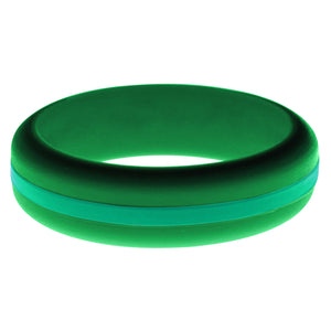 Womens Green Silicone Ring with Teal Changeable Color Band