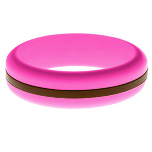 Womens Hot Pink Silicone Ring with Brown Changeable Color Band