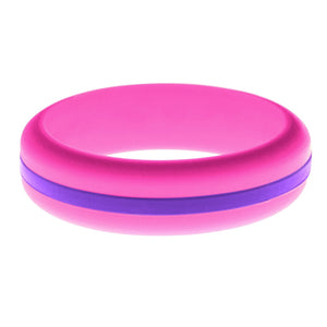 Womens Hot Pink Silicone Ring with Purple Changeable Color Band